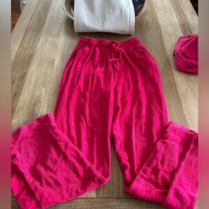 Daily Drills hot pink terry cloth pants